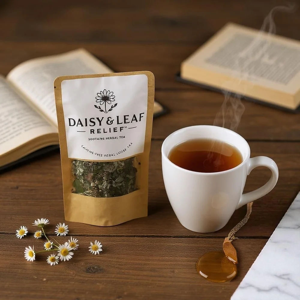 Daisy & Leaf Relief – Herbal Wellness Tea Gentle, Soothing Blend | Caffeine-Free